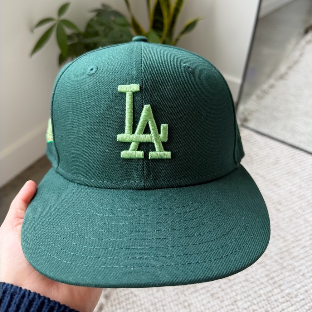 New Era Dark Green Snapback with Light Green LA Logo